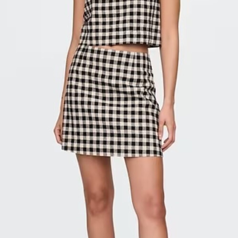 Gap linen mini skort (XS, black gingham)
